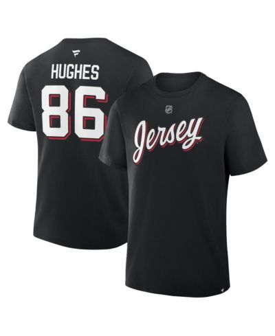 Мужская футболка Fanatics Men's Jack Hughes Black New Jersey Devils Authentic Stack Name & Number