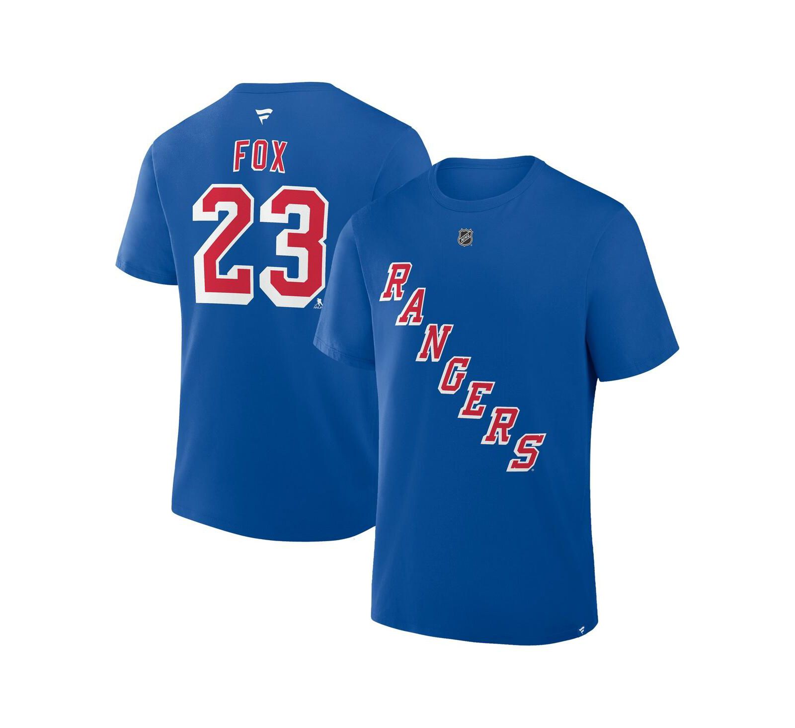 Fanatics Men's Adam Fox Blue New York Rangers Authentic Stack Name & Number T-Shirt