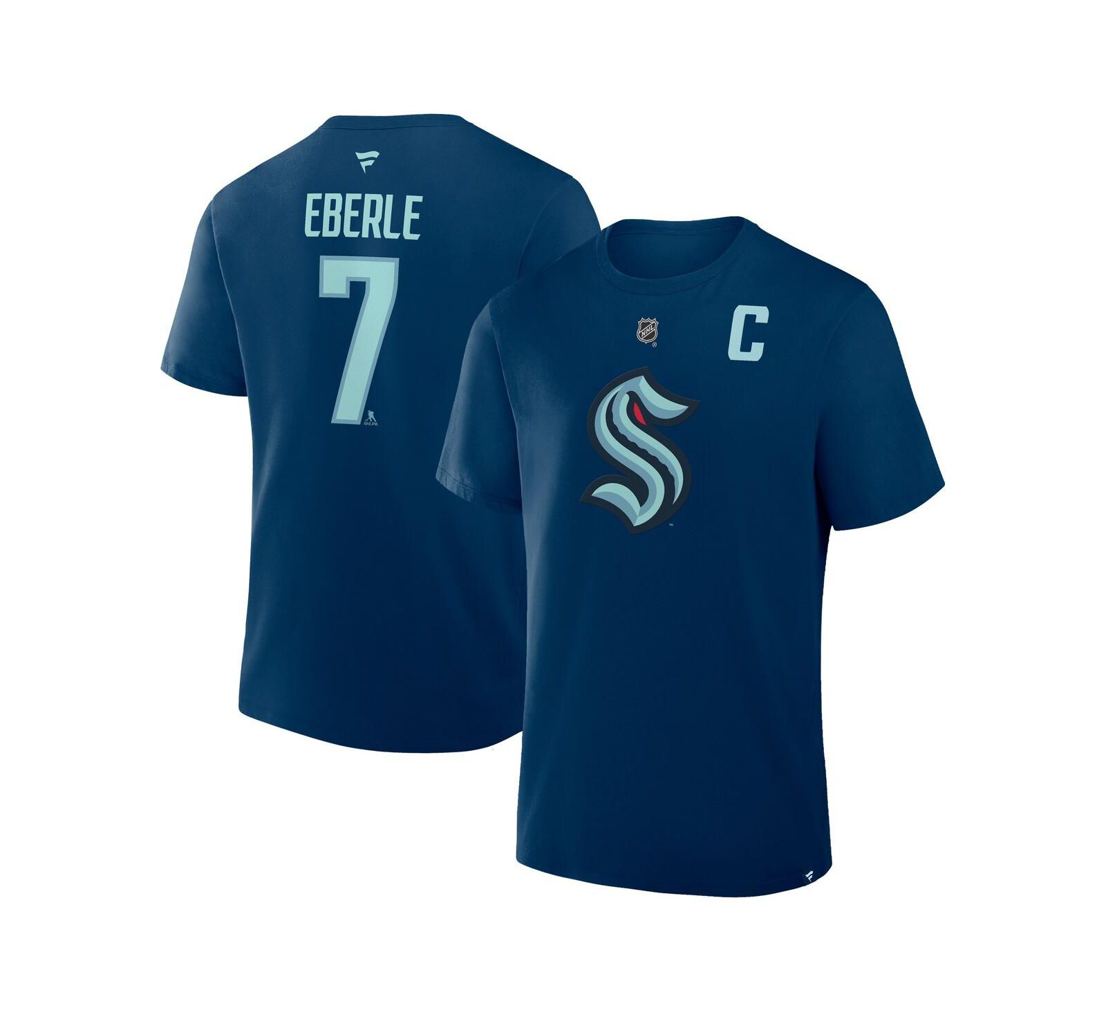 Мужская футболка Fanatics Jordan Eberle Seattle Kraken Authentic Stack Name & Number Deep Sea Blue