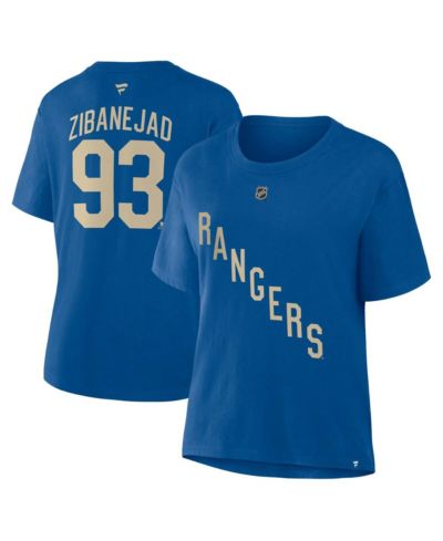 Fanatics Women's Mika Zibanejad Blue New York Rangers Authentic Stack Name & Number T-Shirt