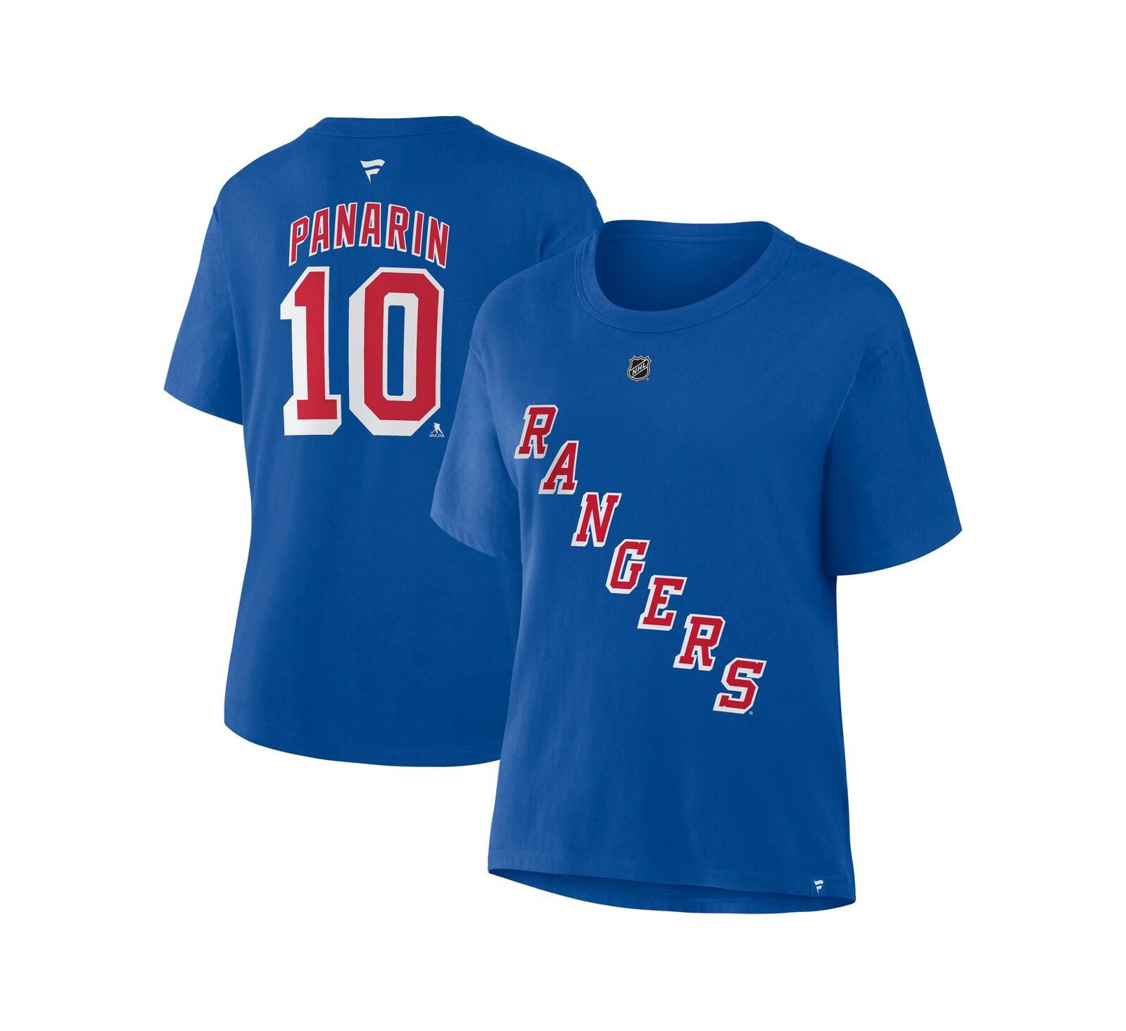 Fanatics Women's Artemi Panarin Blue New York Rangers Authentic Stack Name & Number T-Shirt
