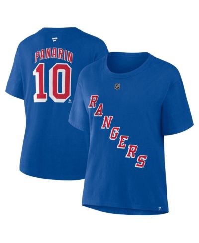 Fanatics Women's Artemi Panarin Blue New York Rangers Authentic Stack Name & Number T-Shirt