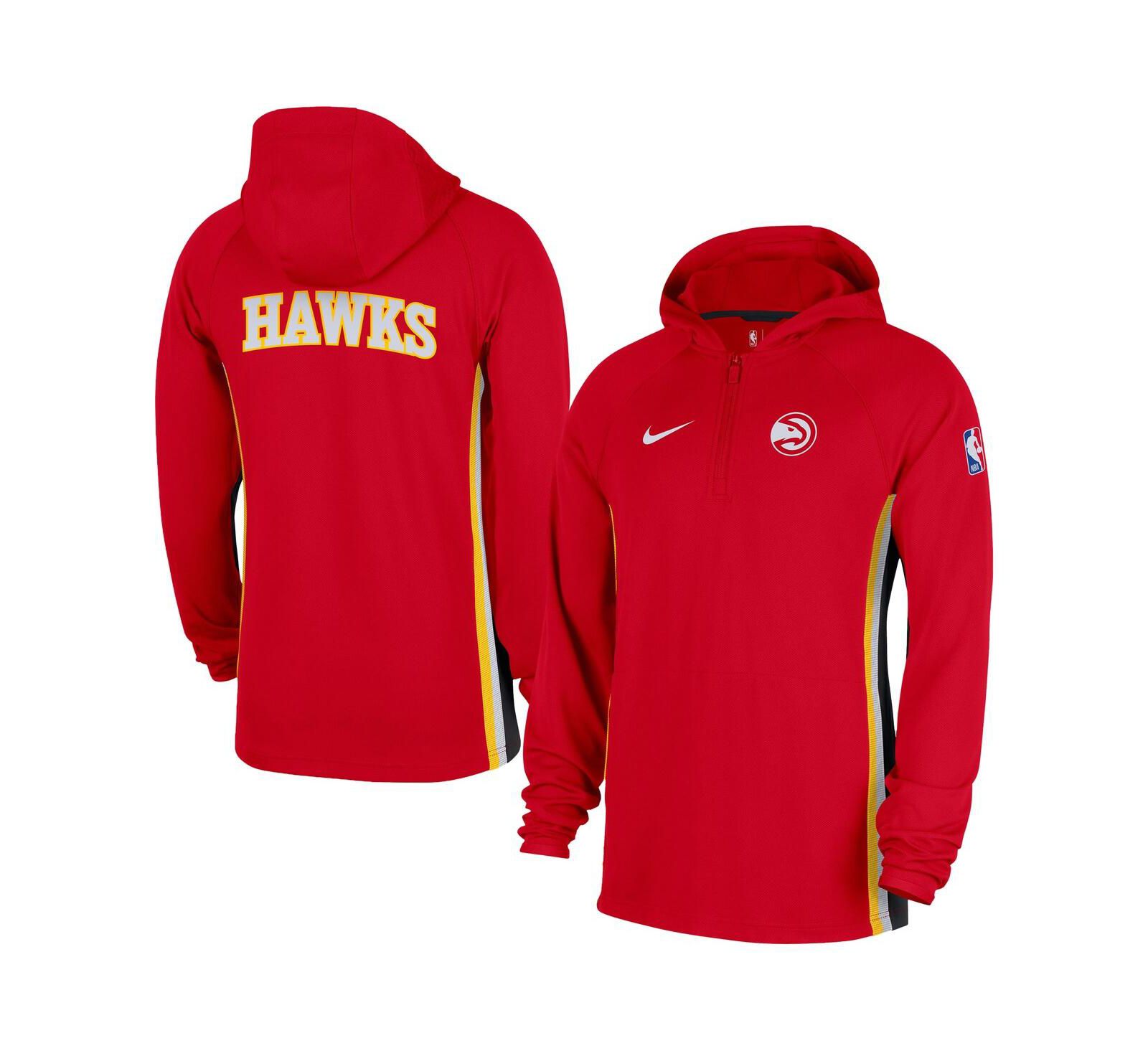 Nike Men's Red Atlanta Hawks Authentic On Court Zone Quarter-Zip Dri-FIT Hoodie Jacket