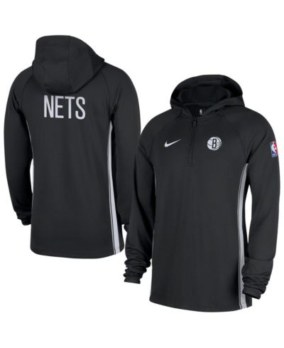 Мужская толстовка-худи Nike Black Brooklyn Nets Authentic On Court Zone Quarter-Zip Dri-FIT