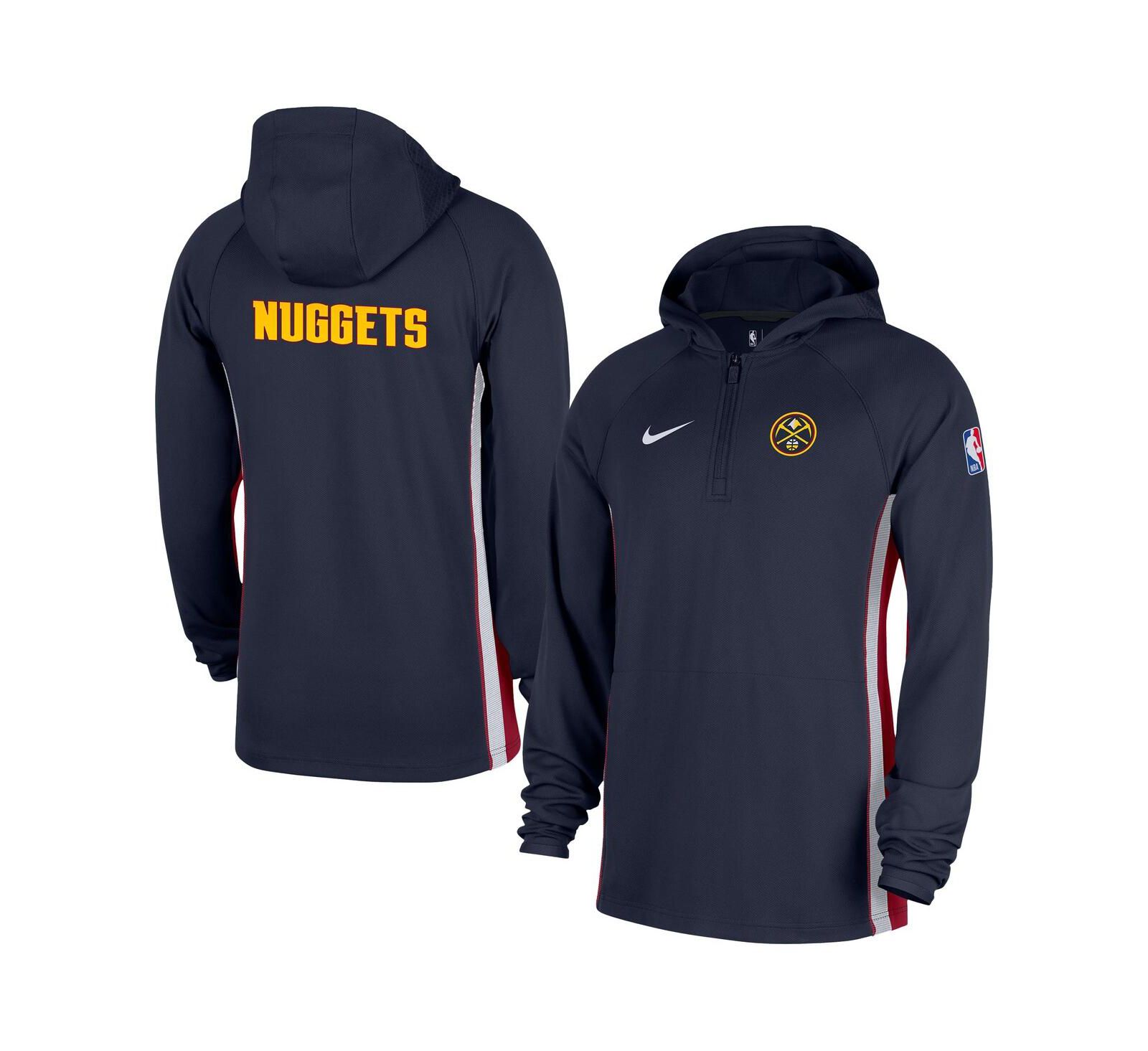 Nike Men's Navy Denver Nuggets Authentic On Court Zone Quarter-Zip Dri-FIT Hoodie Jacket