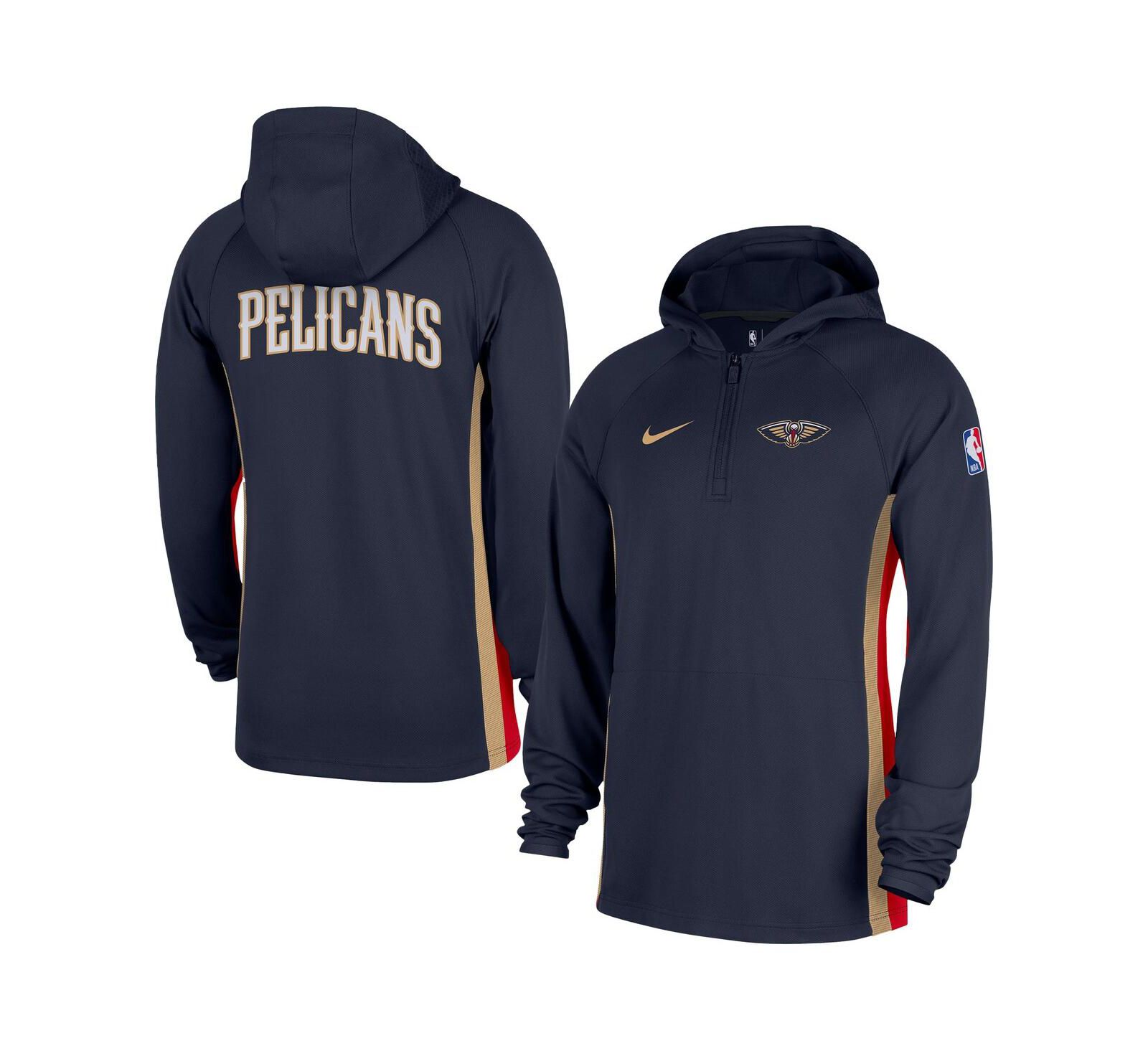 Nike Men's Navy New Orleans Pelicans Authentic On Court Zone Quarter-Zip Dri-FIT Hoodie Jacket