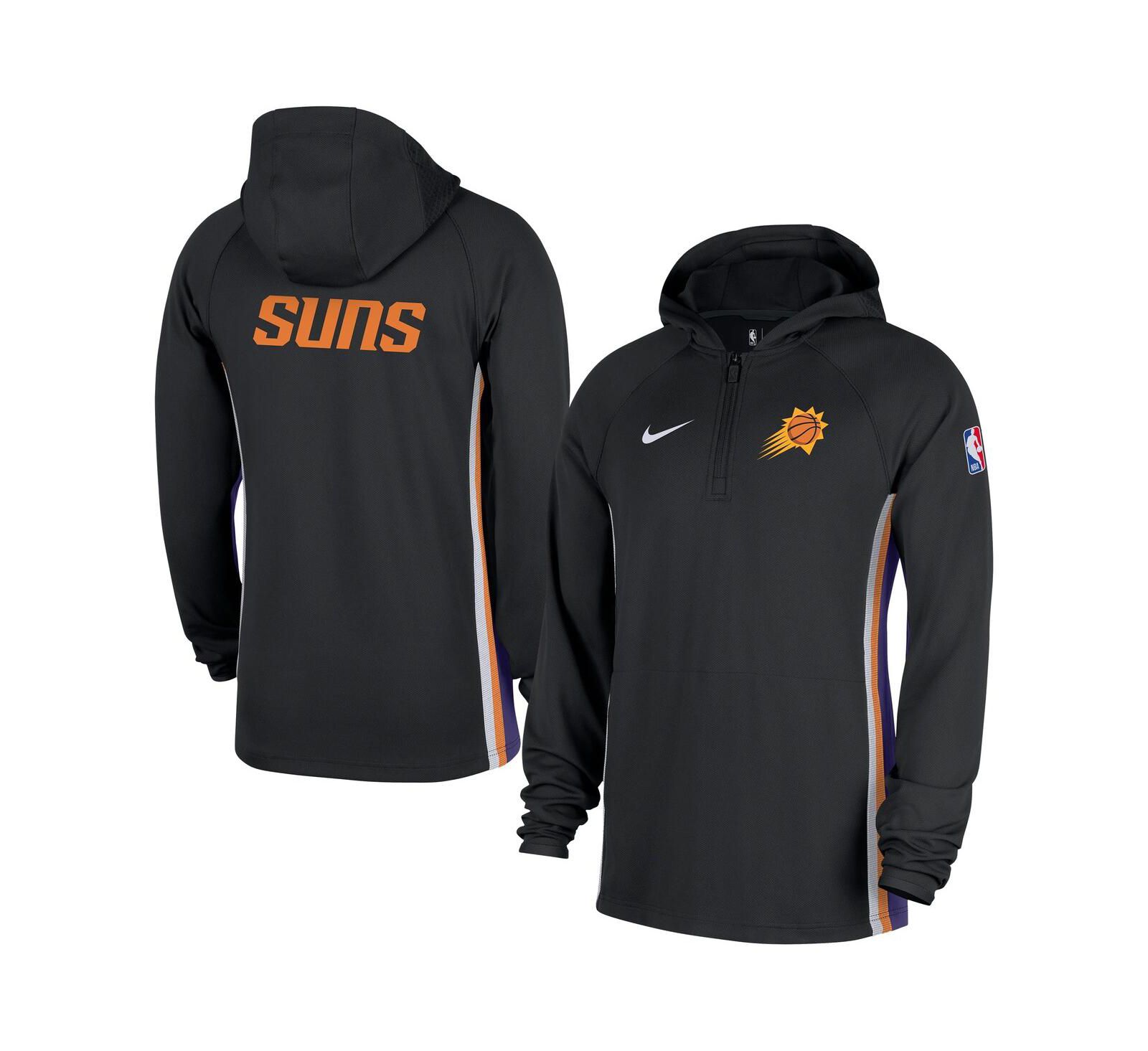 Nike Men's Black Phoenix Suns Authentic On Court Zone Quarter-Zip Dri-FIT Hoodie Jacket