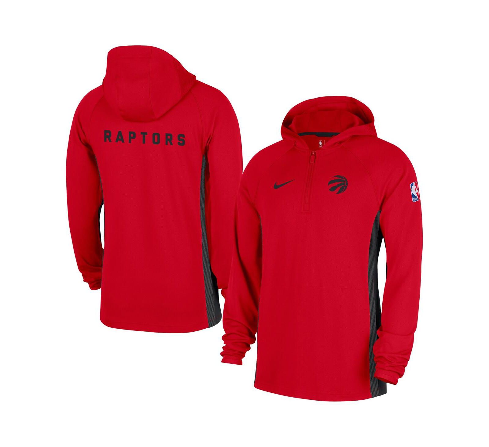 Nike Men's Red Toronto Raptors Authentic On Court Zone Quarter-Zip Dri-FIT Hoodie Jacket