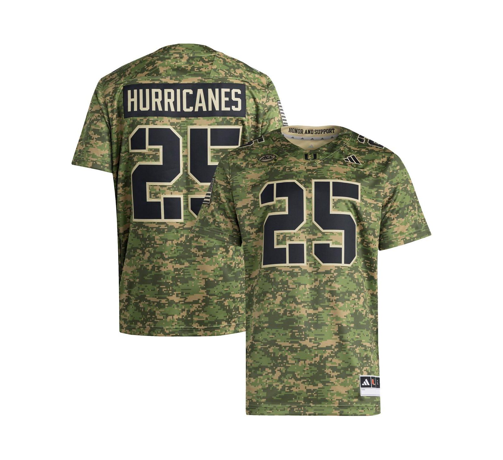 Мужская джерси Adidas 25 Camo Miami Hurricanes Honor Support Premier Strategy