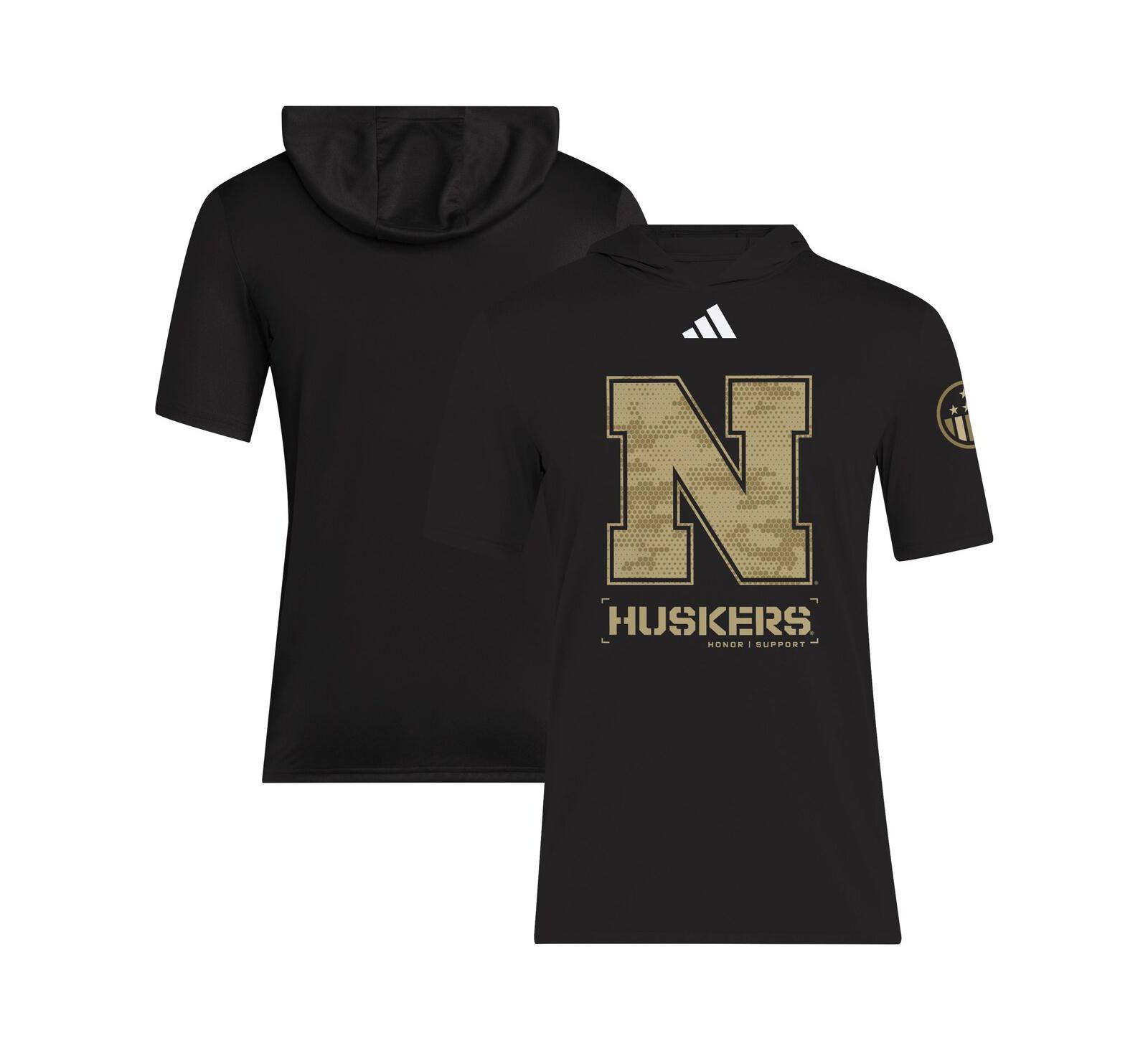Adidas Men's Black Nebraska Huskers 2025 Military Appreciation AEROREADY T-Shirt