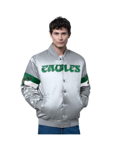 Мужская куртка Starter Silver Philadelphia Eagles Triple Option Full-Snap Varsity