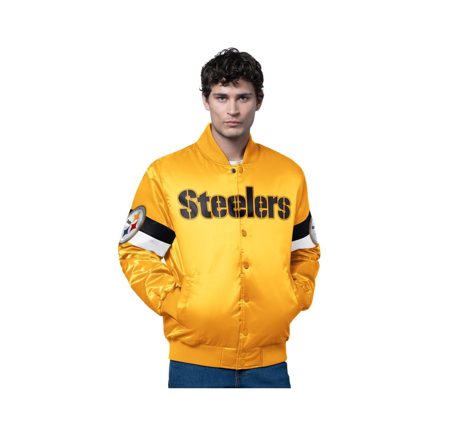 Starter Men's Gold Pittsburgh Steelers Triple Option Full-Snap Varsity Jacket
