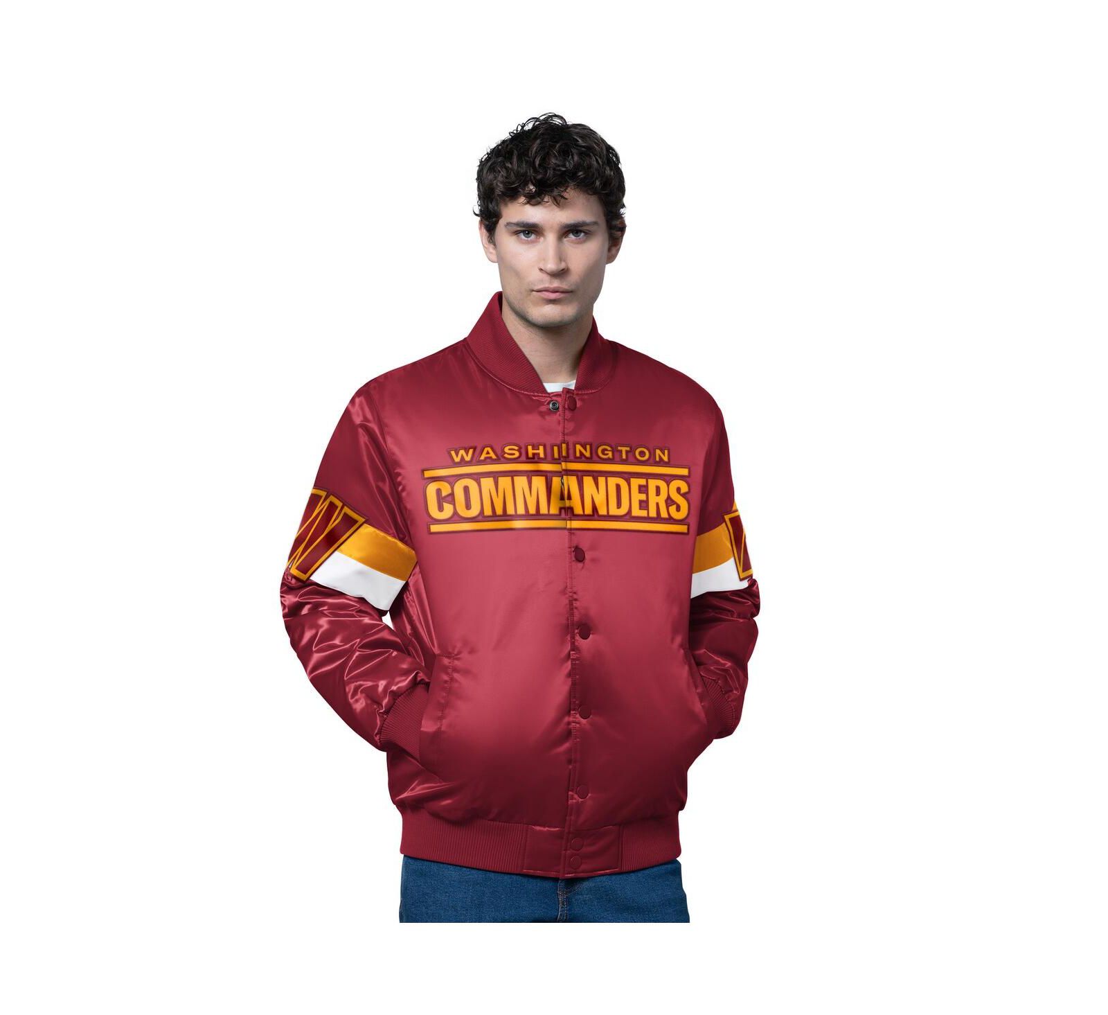 Мужская куртка Starter Washington Commanders Triple Option Satin Varsity Full-Snap Burgundy