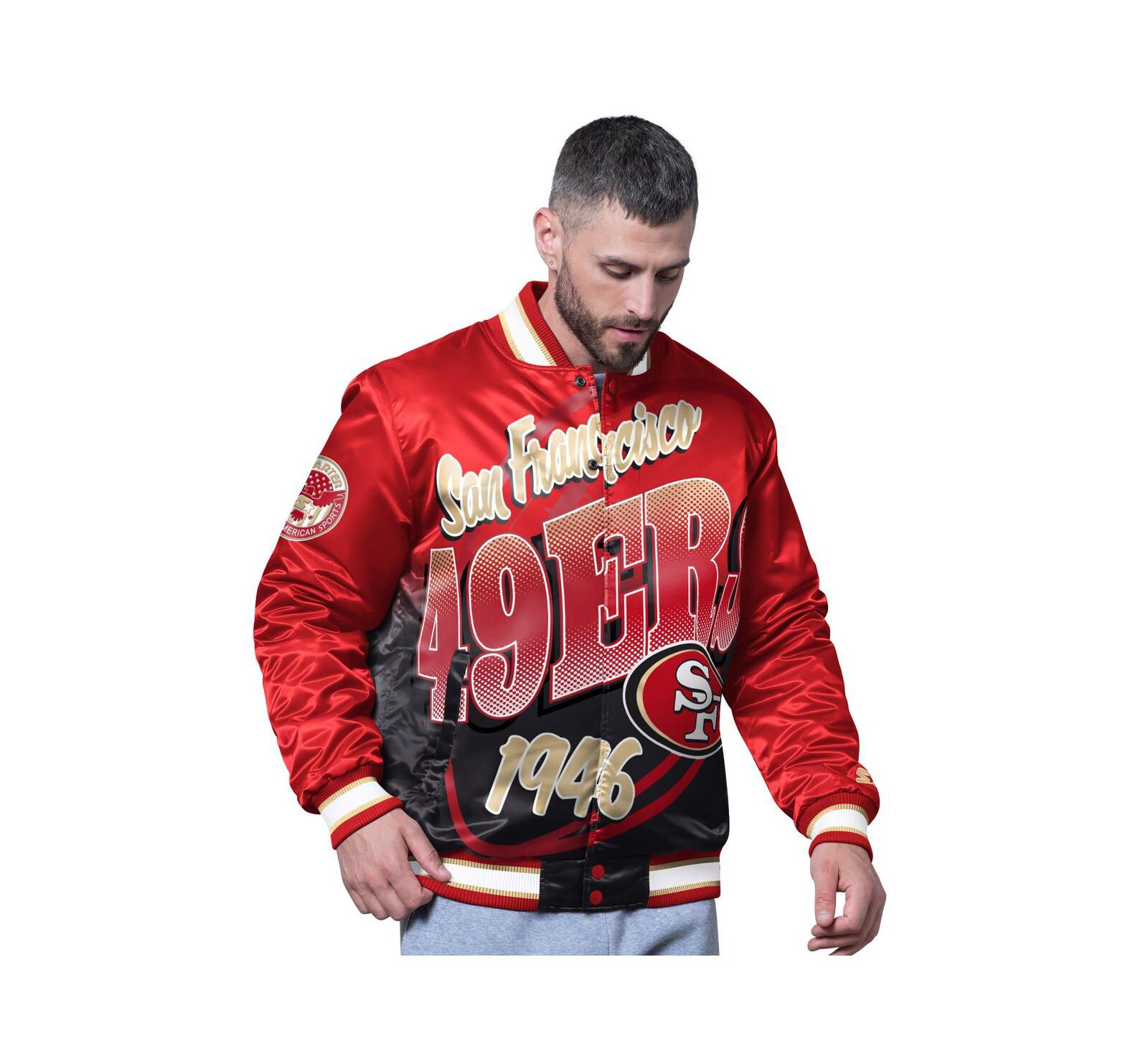 Starter Men's Scarlet San Francisco 49ers Pass Rush Varsity Full-Snap Jacket