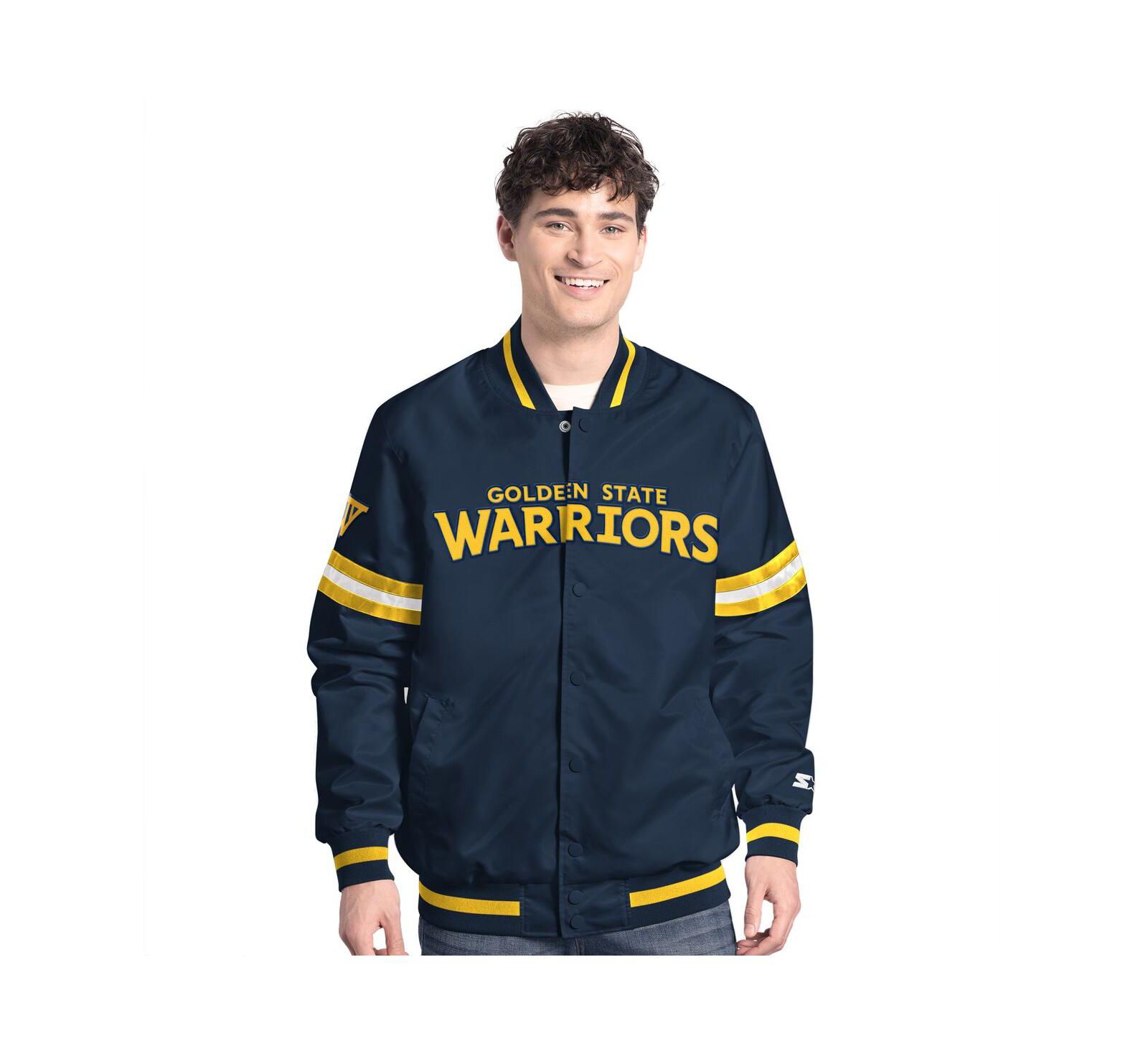 Starter Men's Navy Golden State Warriors Scout Full-Snap Varsity Jacket