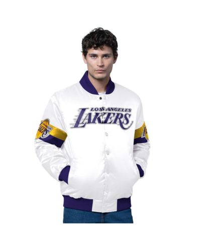 Мужская атласная куртка Starter Los Angeles Lakers Triple Option Varsity Full-Snap, White