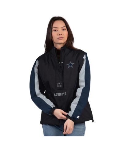 Женская куртка Starter Black/Navy Dallas Cowboys Thursday Night Gridiron Half-Zip
