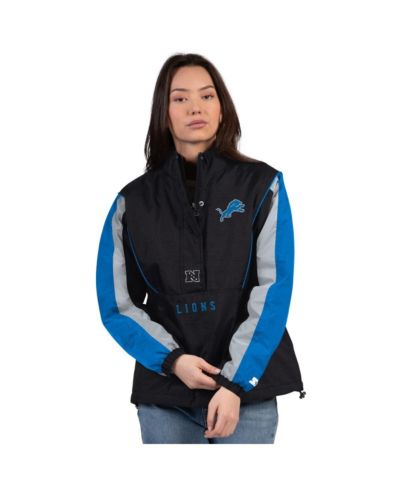 Женская куртка Starter Black/Blue Detroit Lions Thursday Night Gridiron Half-Zip