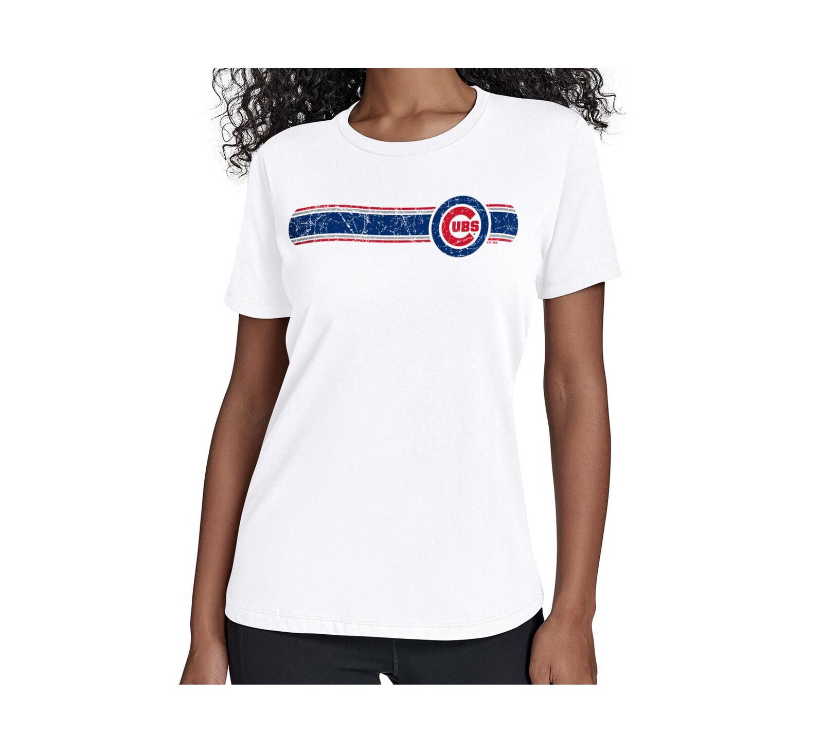 Starter Women's White Chicago Cubs Team Stripe T-Shirt