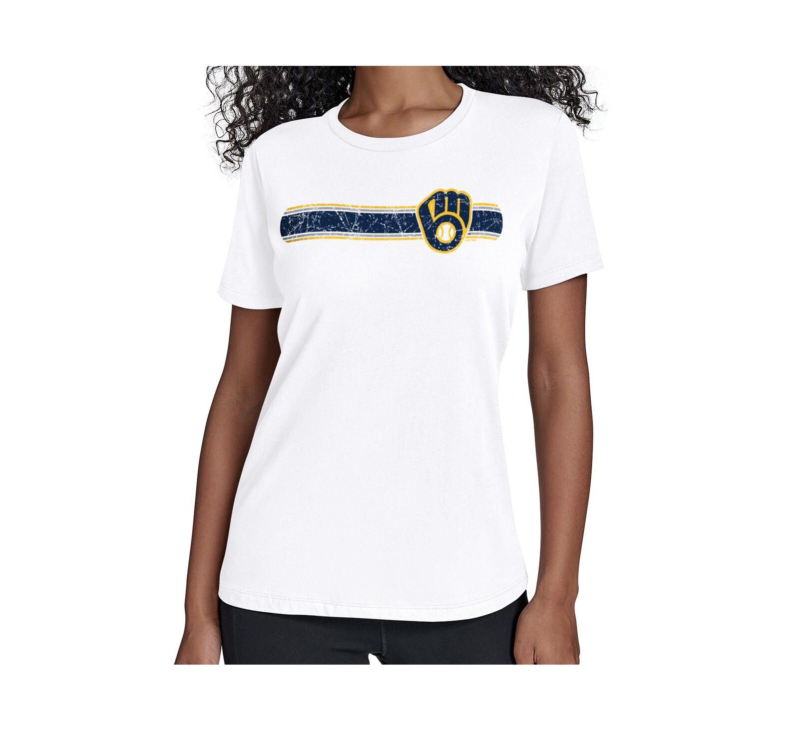 Starter Women's White Milwaukee Brewers Team Stripe T-Shirt
