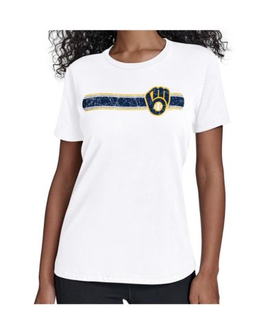 Starter Women's White Milwaukee Brewers Team Stripe T-Shirt