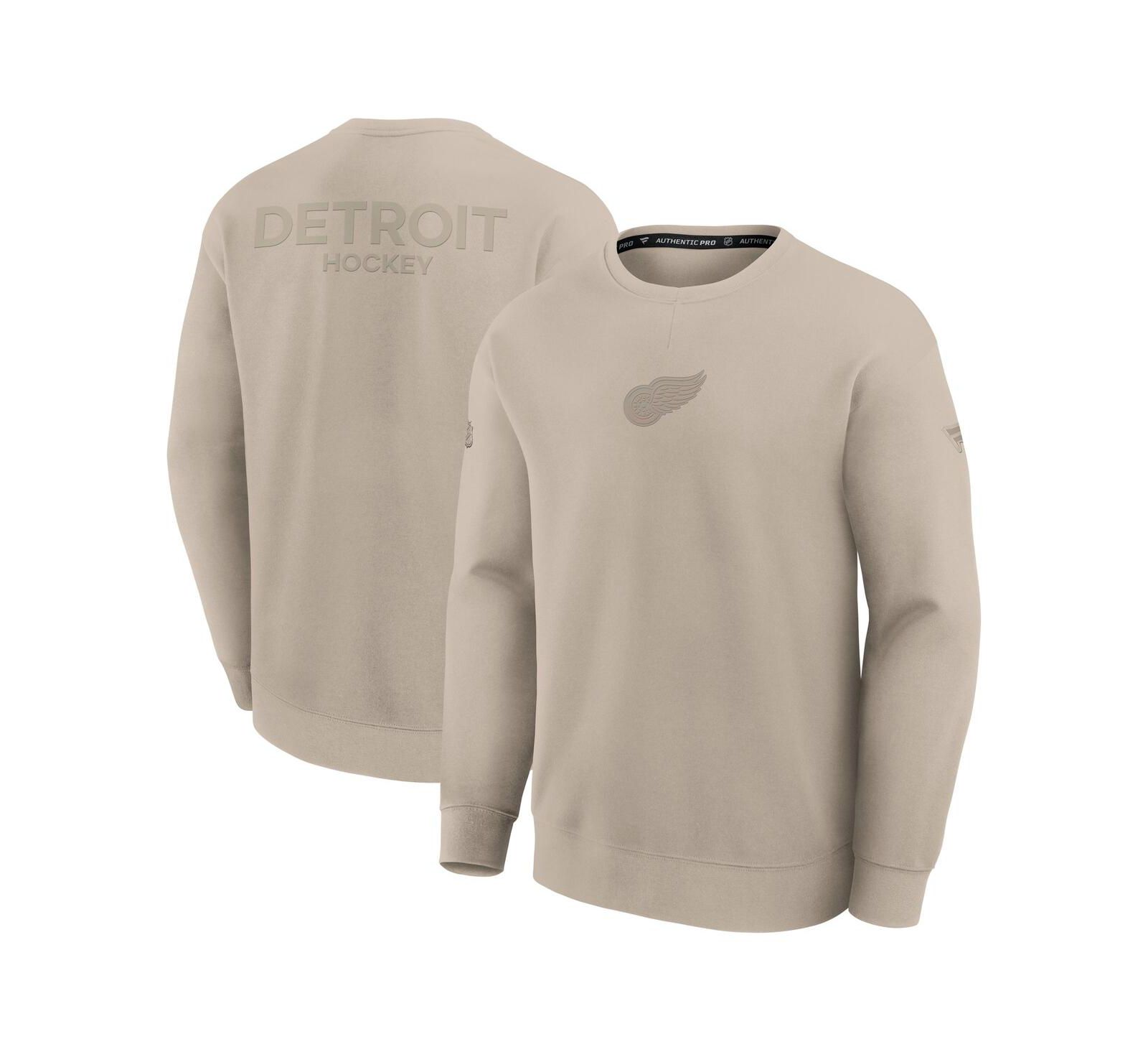 Мужской Fanatics Tan Detroit Red Wings Authentic Pro Road Tri-Blend Sweatshirt