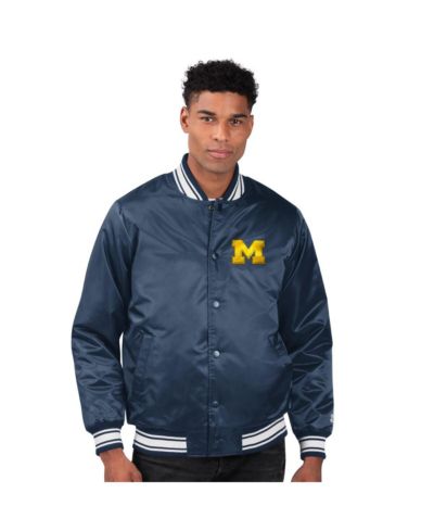 Мужская куртка Starter Navy Michigan Wolverines Core Satin Varsity на кнопках