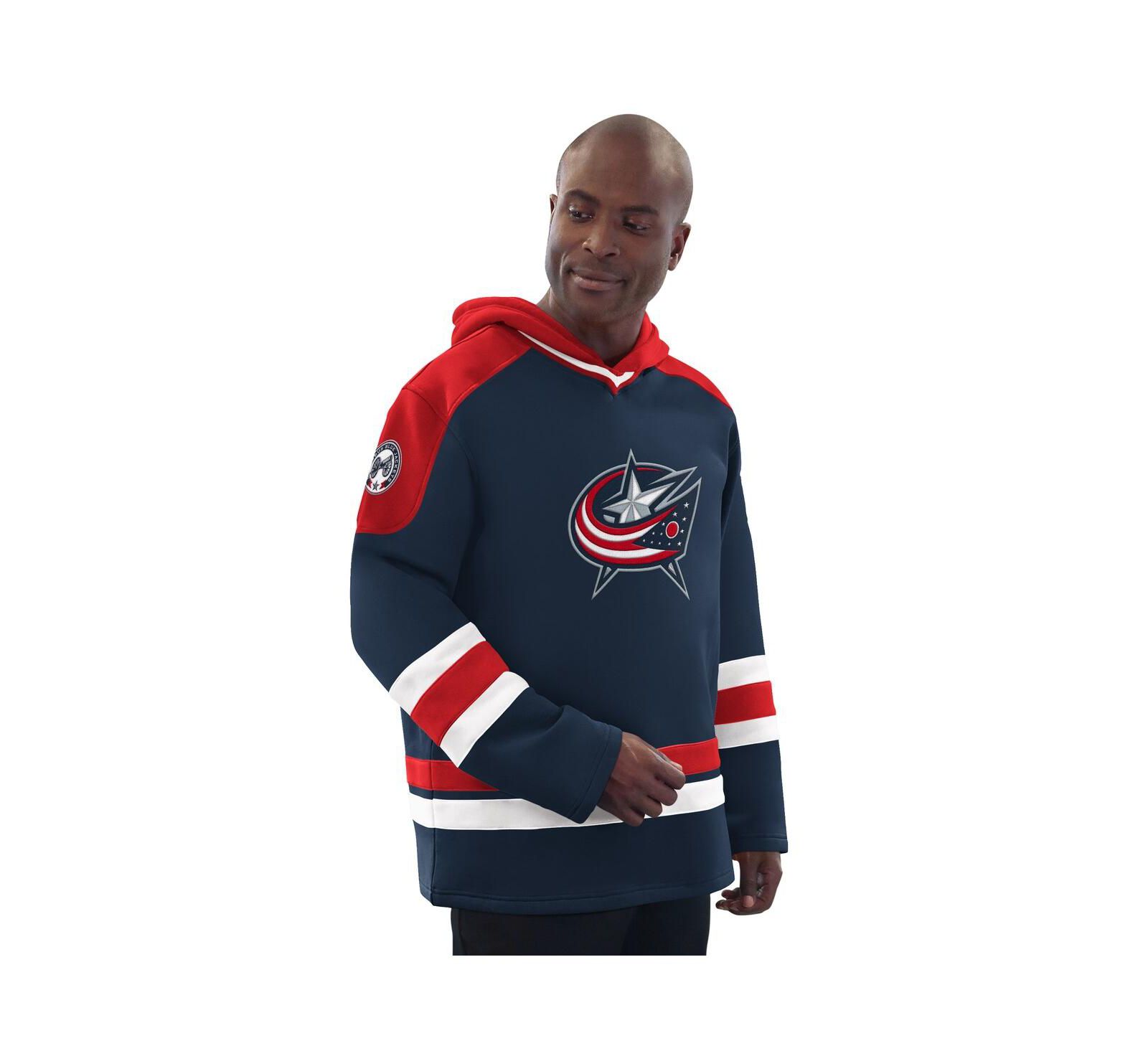 Starter Men's Navy/Red Columbus Blue Jackets Hockey Pullover Hoodie