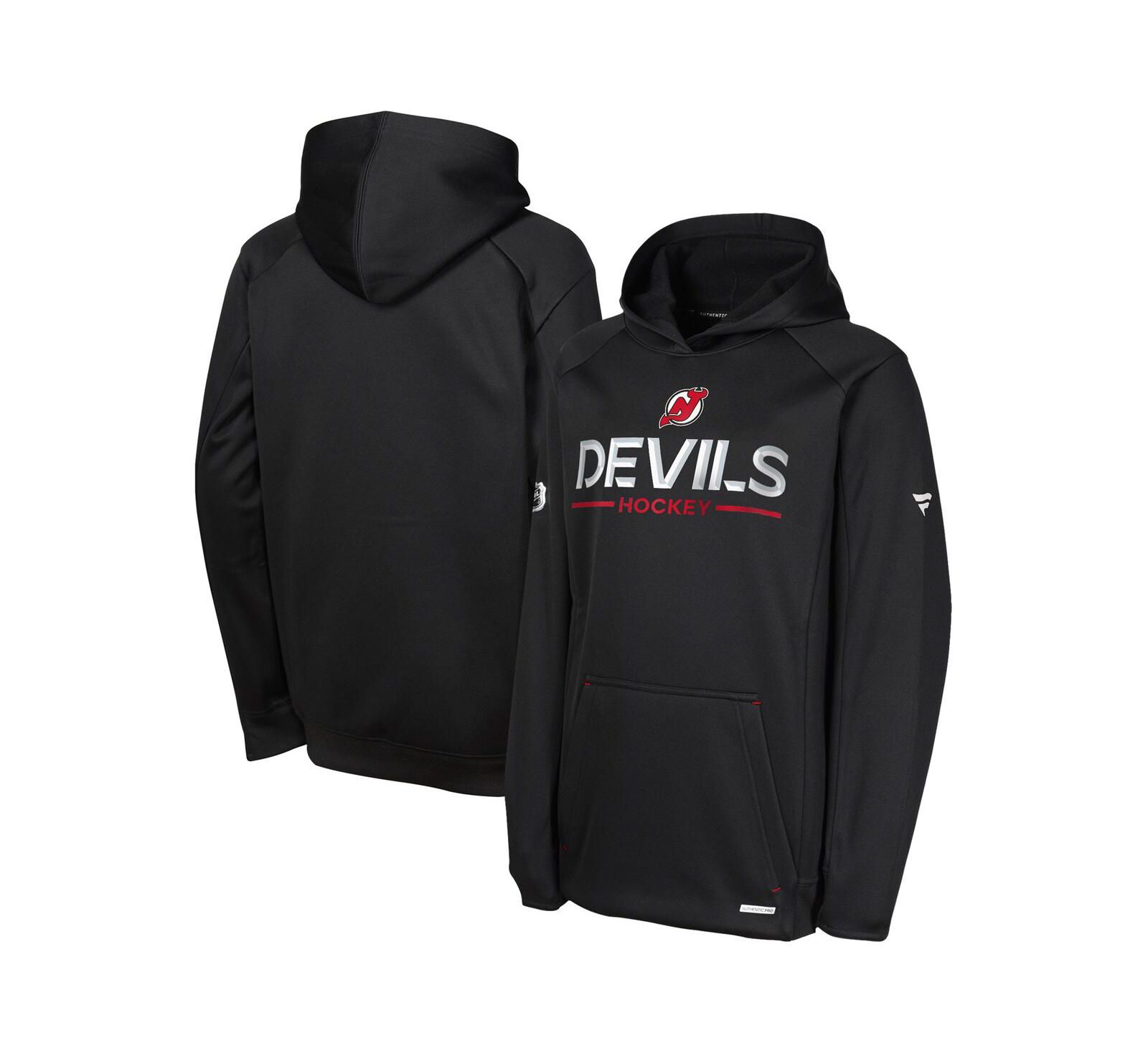 Худи Fanatics для мальчиков и девочек Black New Jersey Devils Authentic Pro Rink Raglan Hoodie