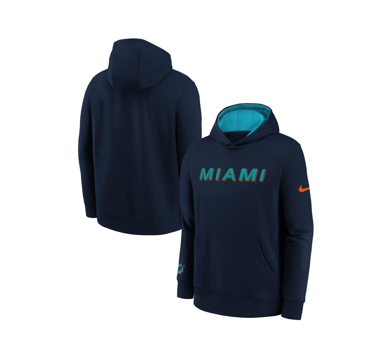Nike Big Boys and Girls Pitch Blue Miami Dolphins 2025 Rivalries Collection Club Hoodie