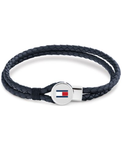 Мужской браслет Tommy Hilfiger из синей кожи с плетением из нержавеющей стали