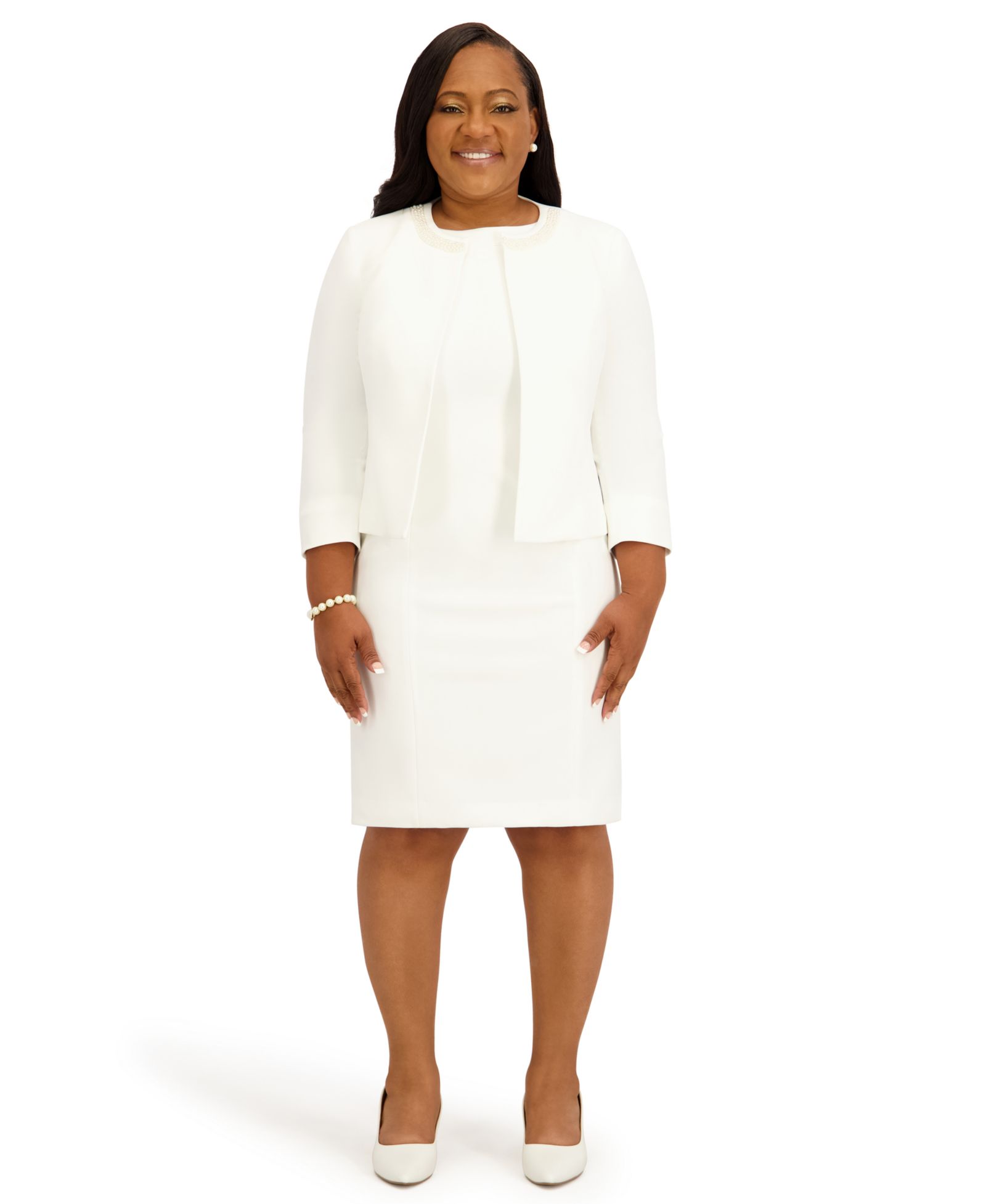 Женский кардиган Kasper Imitation Pearl Embellished, Regular и Plus Size