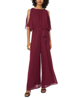 MSK Women's Belted Blouson Boat Neck Jumpsuit
