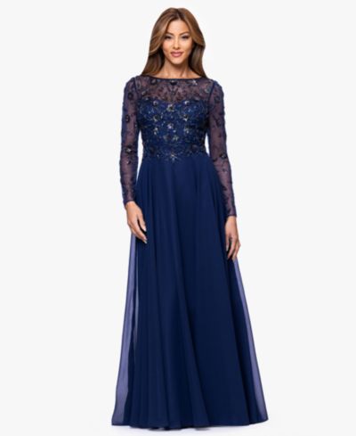 Женское вечернее платье XSCAPE Long-Sleeve Boat Neck Gown
