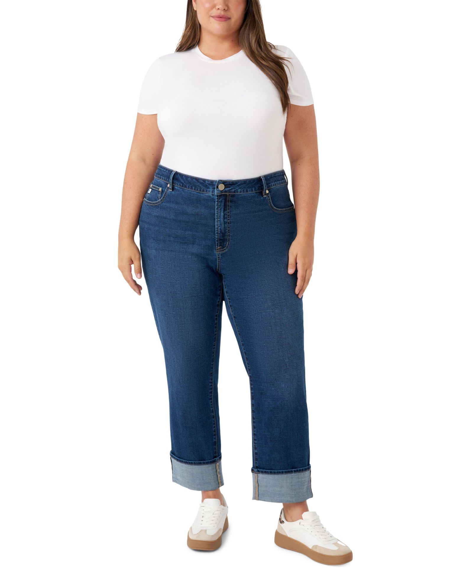 Seven7 Plus Size Vintage Straight Cuffed Jeans