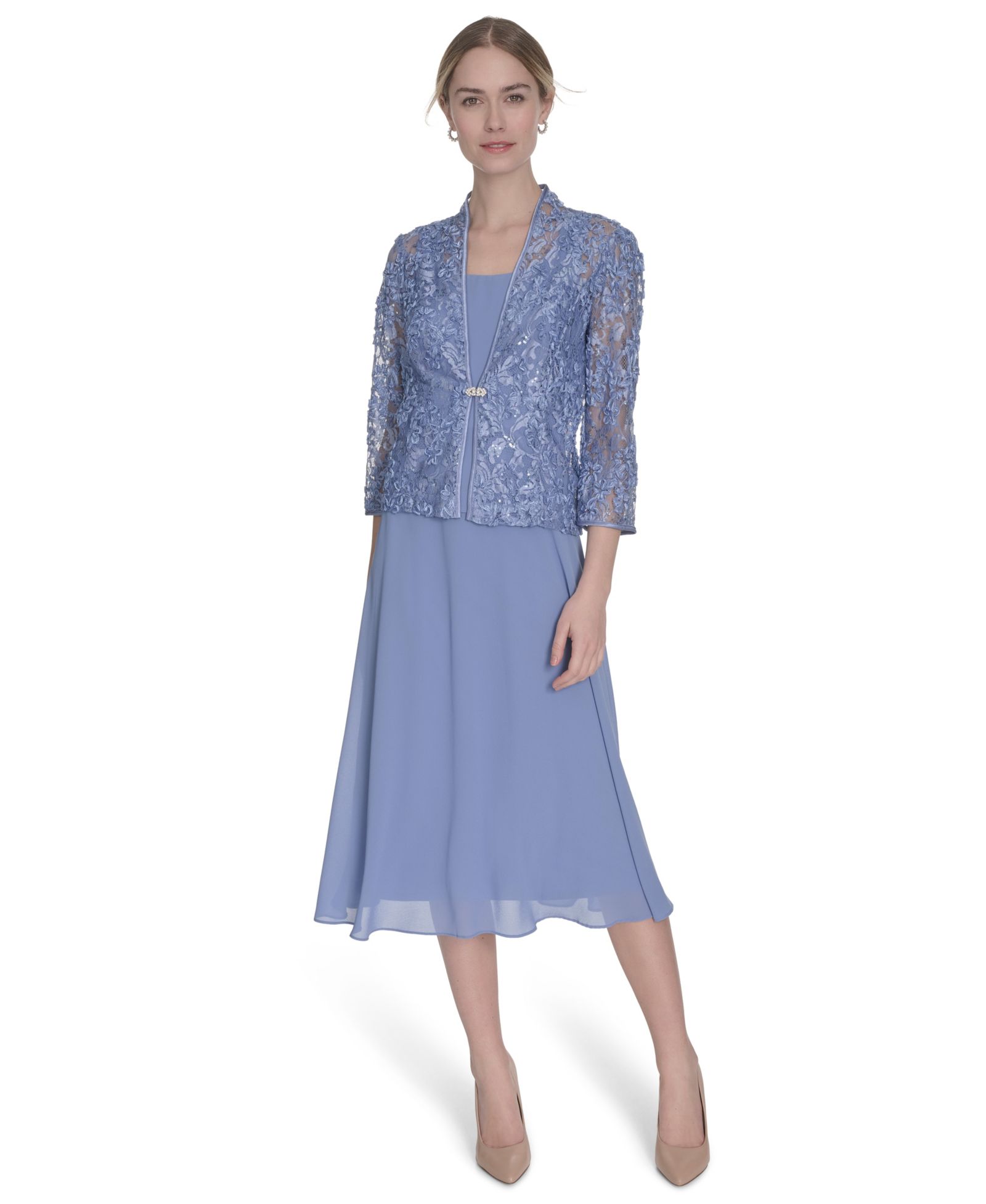 Женское платье Jessica Howard 3/4-Sleeve Jacket with Crewneck Dress