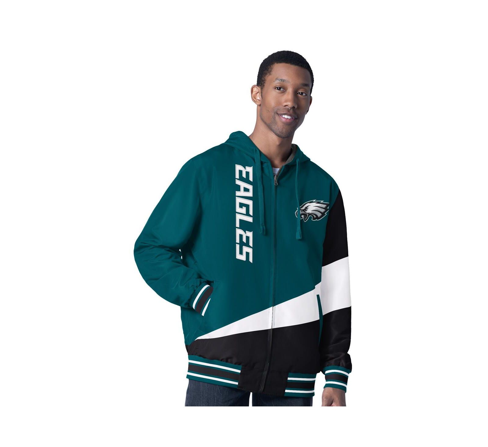 G-III Sports by Carl Banks Men's Midnight Green/Charcoal Philadelphia Eagles Dual Threat Reversable Full-Zip Jacket