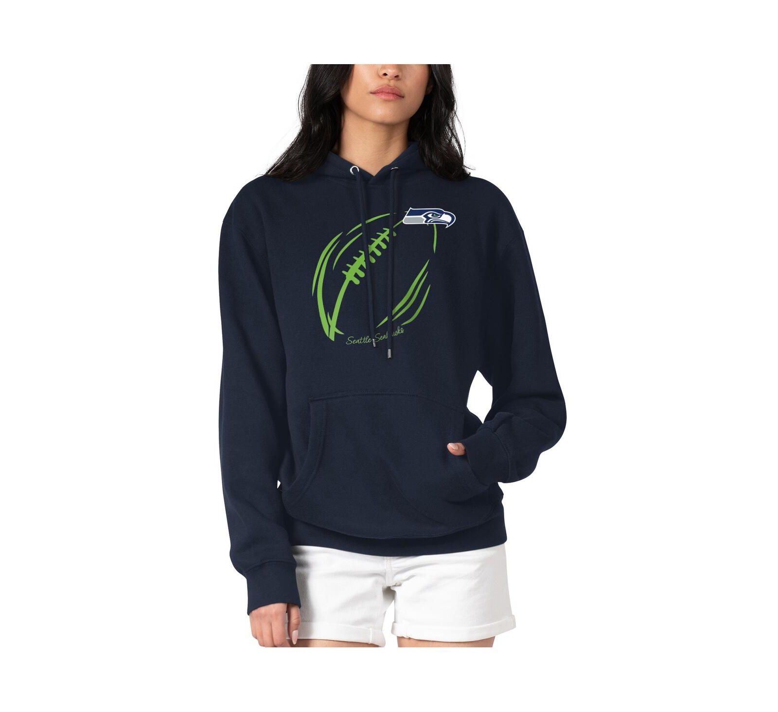 Женское худи G-III 4Her by Carl Banks Navy Seattle Seahawks Football Logo Fleece Tri-Blend Pullover