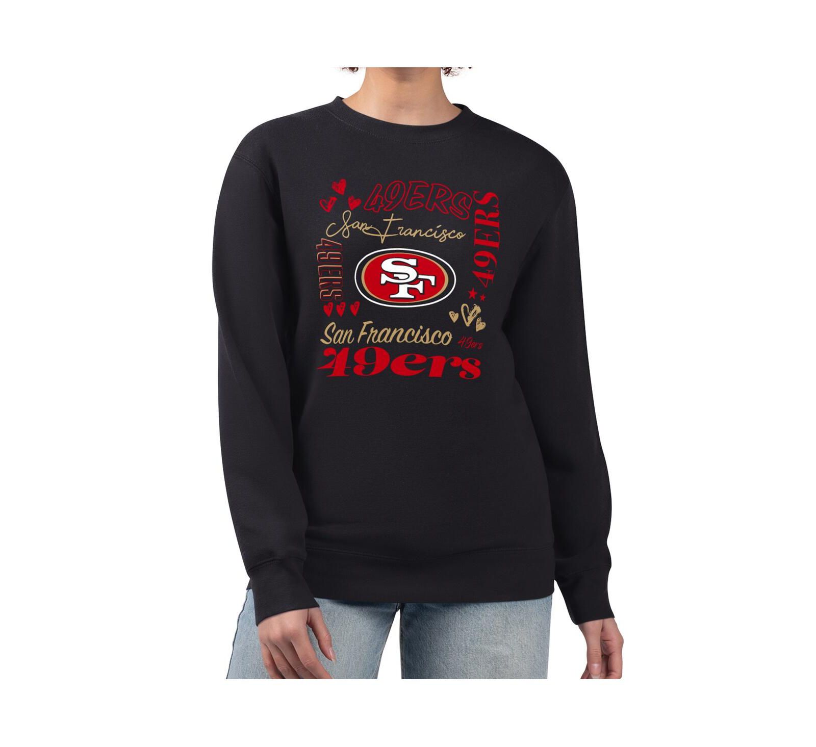 G-III 4Her by Carl Banks Women's Black San Francisco 49ers Collage Graphic Fleece Pullover Sweatshirt
