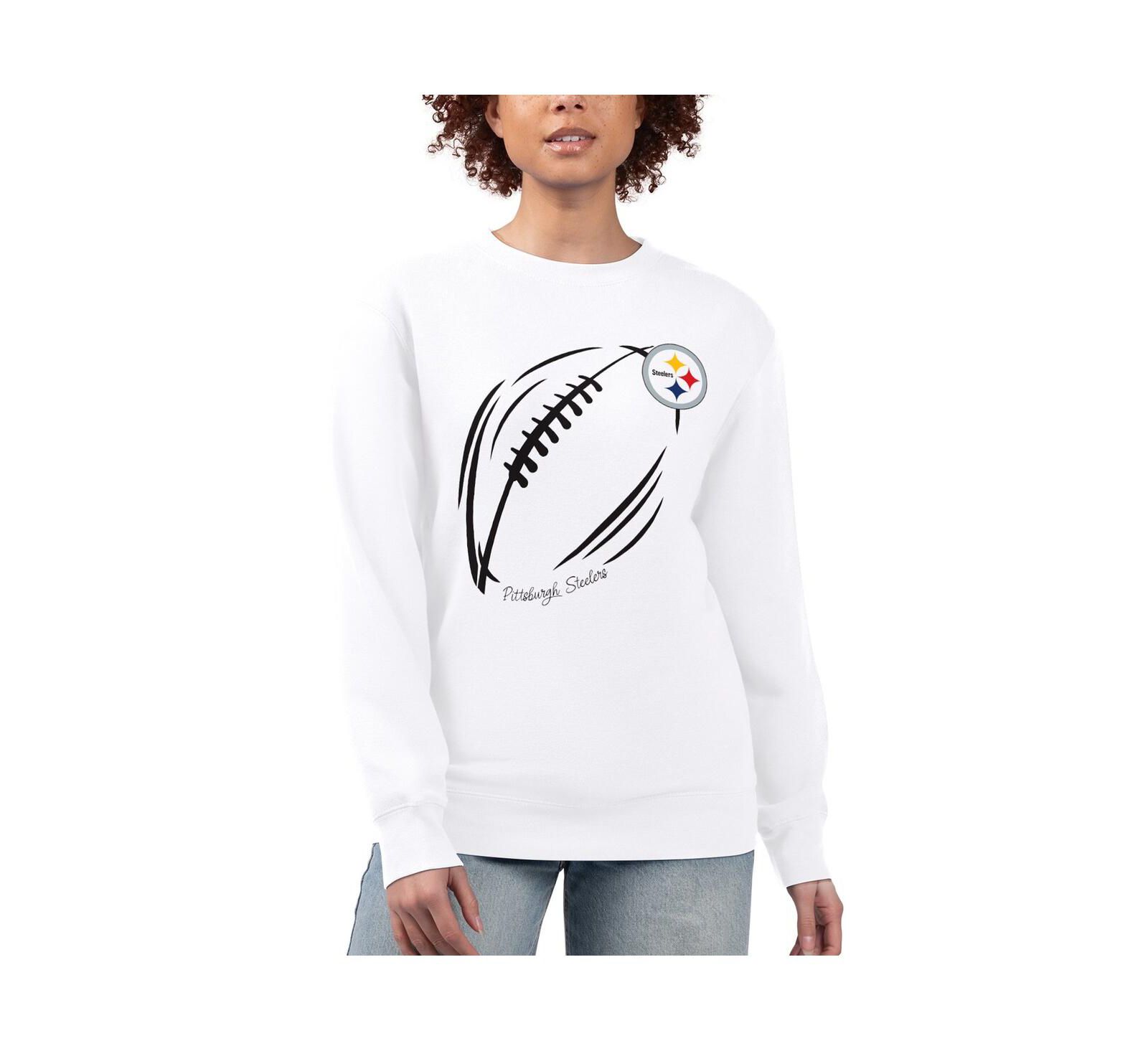 Свитшот G-III 4Her by Carl Banks Women's White Pittsburgh Steelers Graphic Fleece