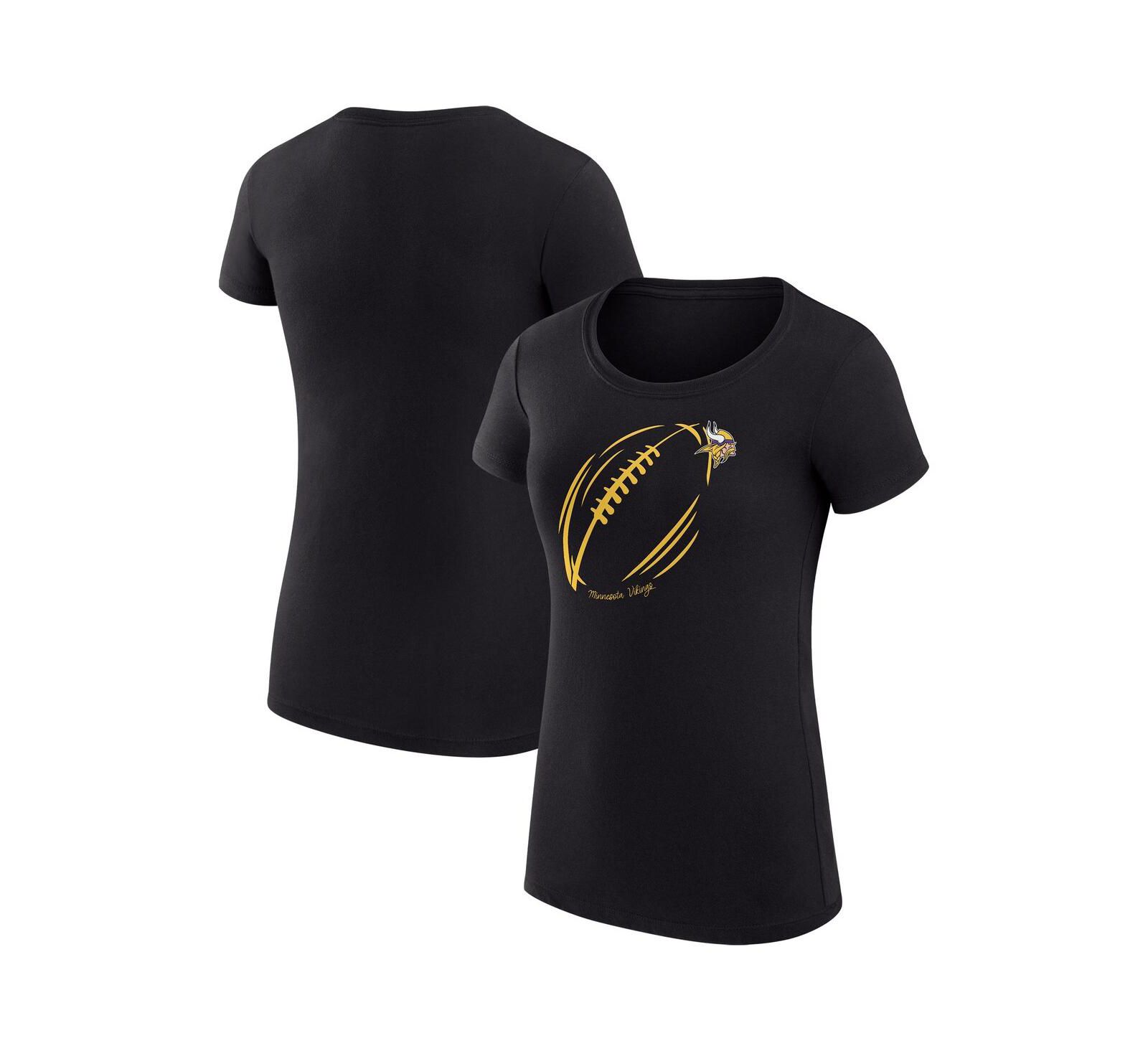 G-III 4Her by Carl Banks Women's Black Minnesota Vikings Super-Slim Fit Lightweight Subtle Football T-Shirt