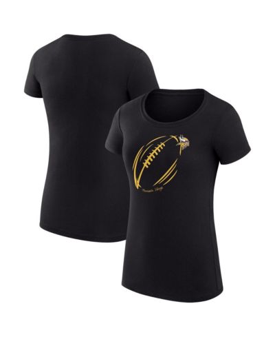 G-III 4Her by Carl Banks Women's Black Minnesota Vikings Super-Slim Fit Lightweight Subtle Football T-Shirt
