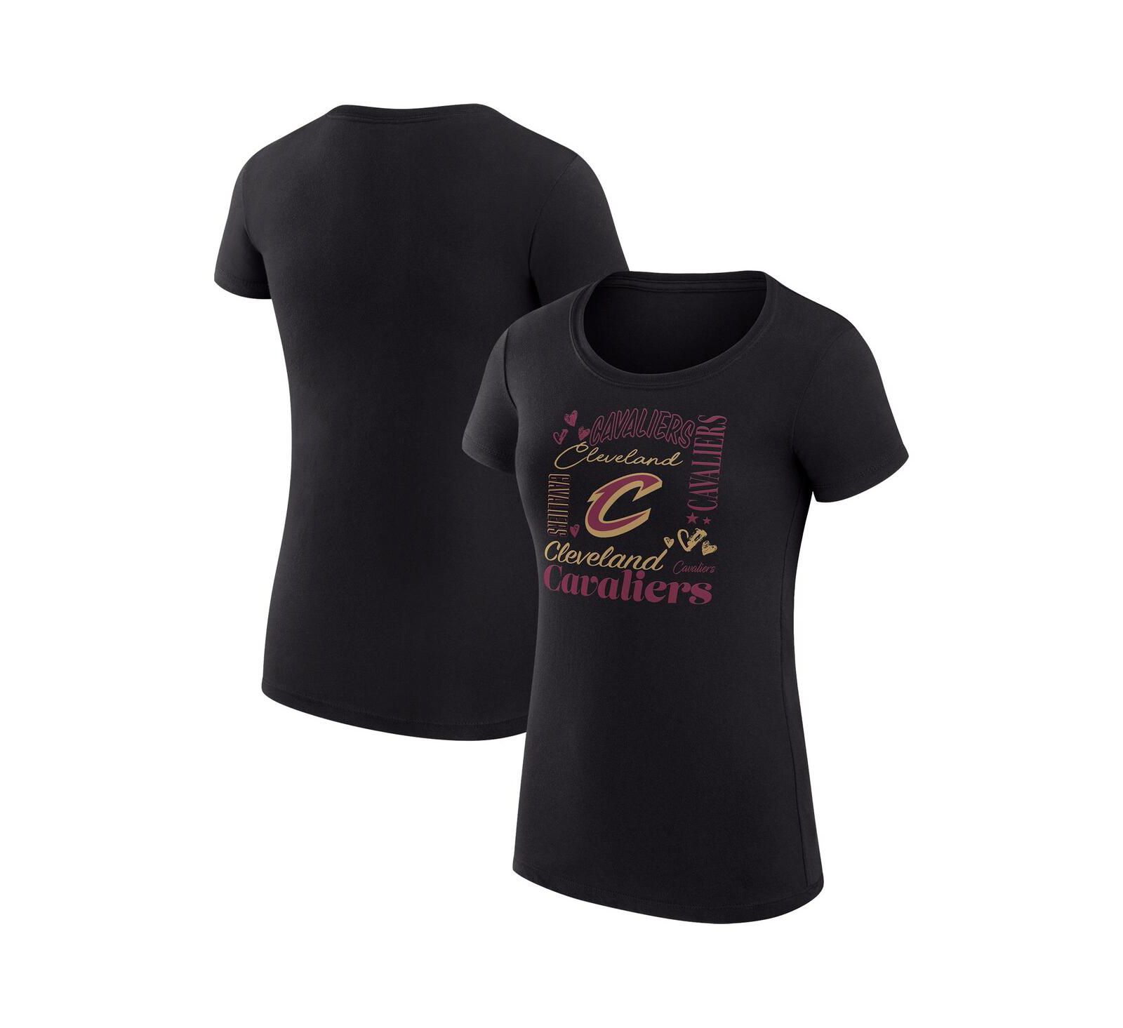 Женская футболка G-III 4Her by Carl Banks Black Cleveland Cavaliers Super-Slim Fit Lightweight Team Name Collage Graphic