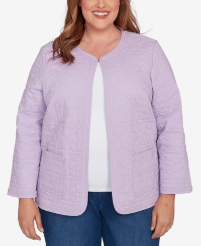 Alfred Dunner Plus Size Hilton Head Floral Quilted Patchwork Jacket