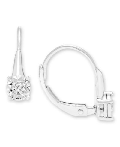 Серьги с бриллиантами Macy's Diamond Lever Back (1/8 ct. t.w.) в стерлинговом серебре