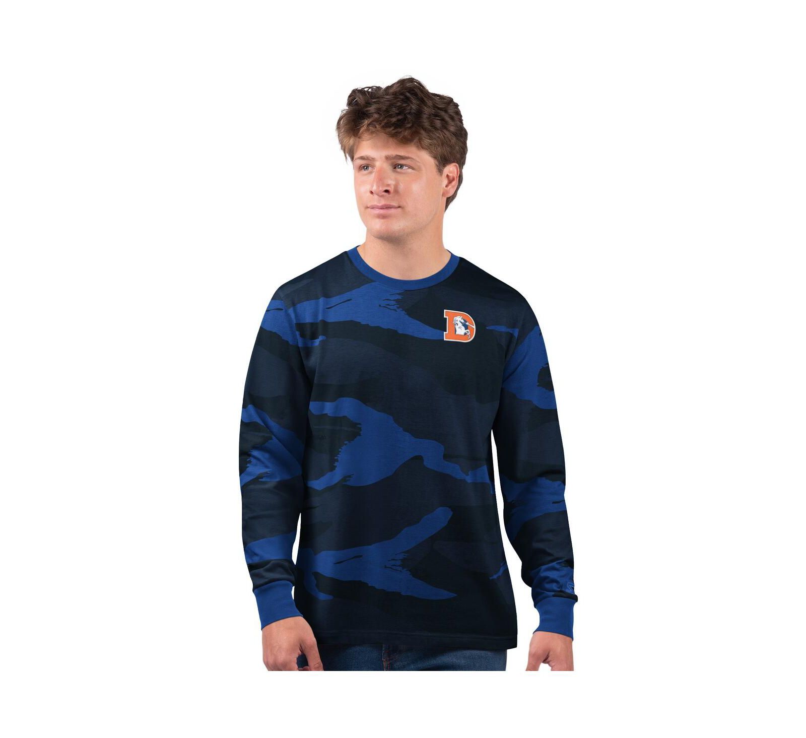 Мужская футболка Starter Denver Broncos Thursday Night Gridiron Logo с длинным рукавом темно-синяя/королевский синий