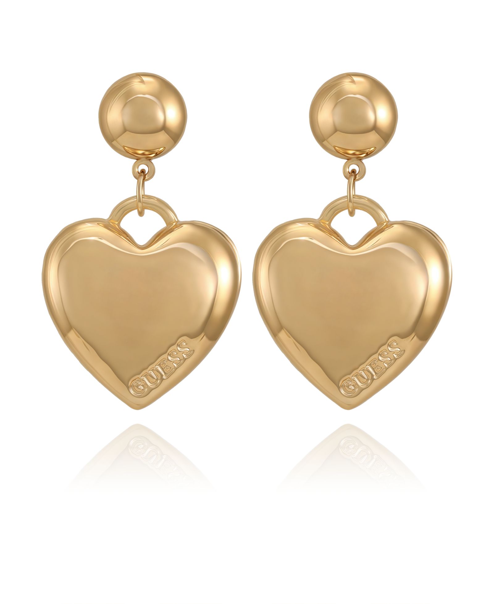 GUESS Metal-Tone Plated Heart Drop Earrings