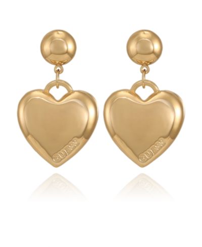 GUESS Metal-Tone Plated Heart Drop Earrings