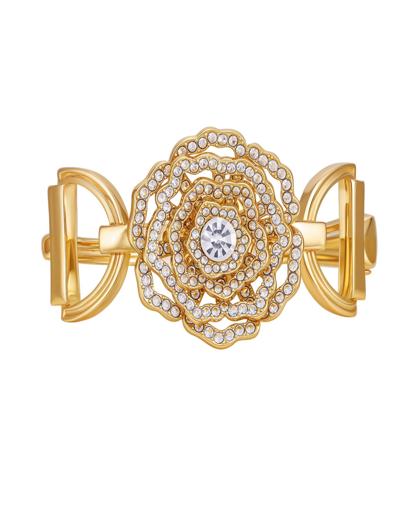 GUESS Crystal Gold-Tone Plated Statement Cuff Bracelet
