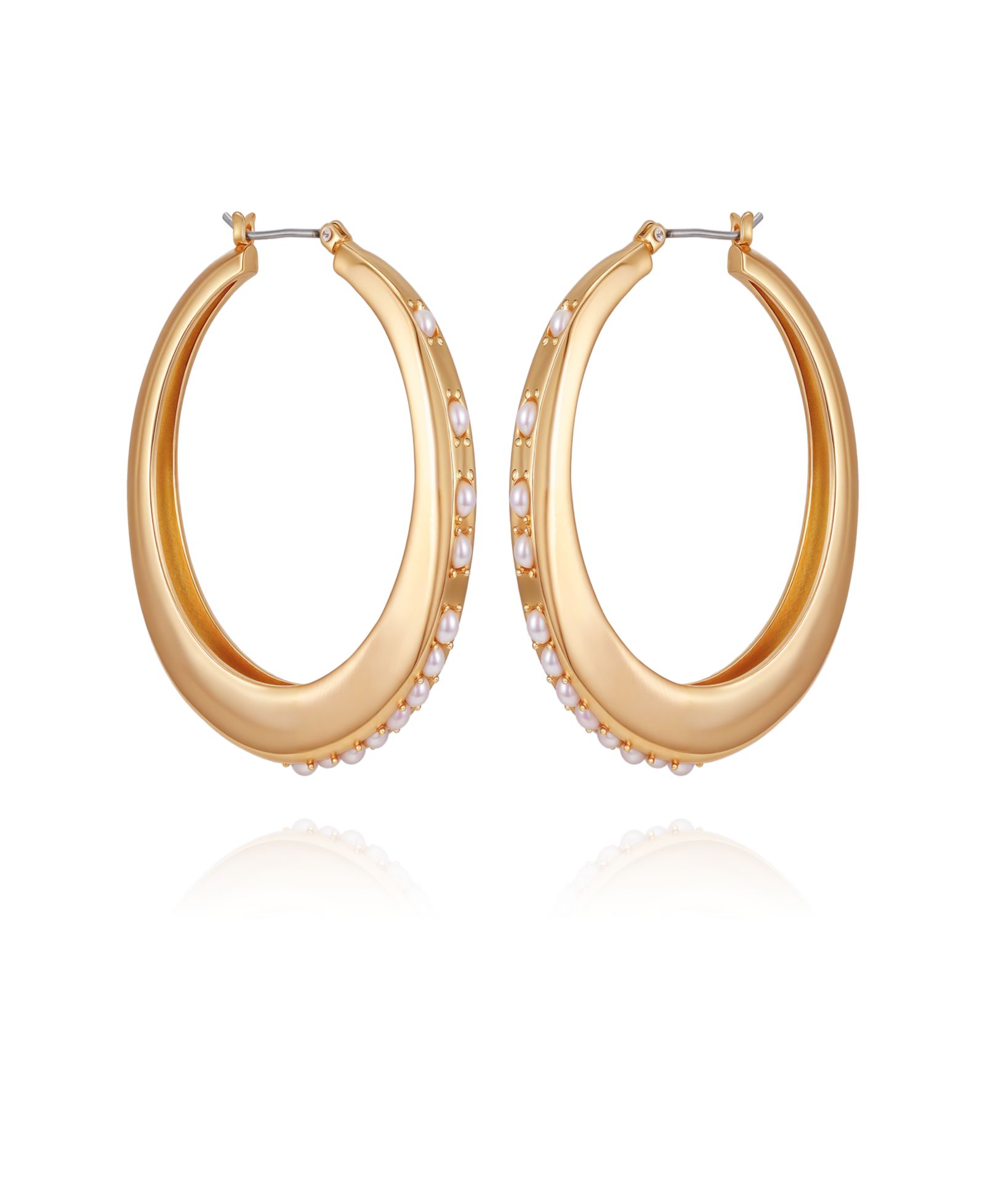 Серьги-кольца GUESS Glass Stone & Imitation Pearl